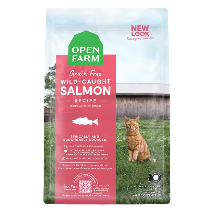 Open Farm Grain Free Wild Caught Salmon Recipe Dry Cat Food 4-lb